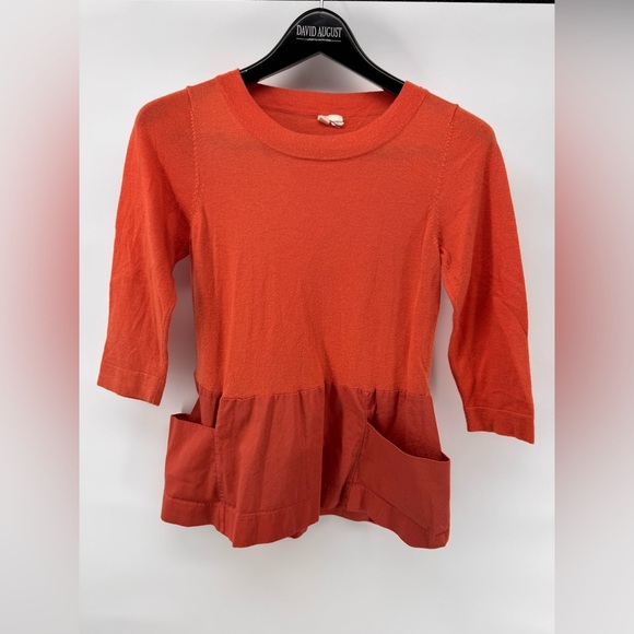MOTH Anthropologie Breeze Point Orange Wool Blend Sweater Size Medium - Picture 1 of 7